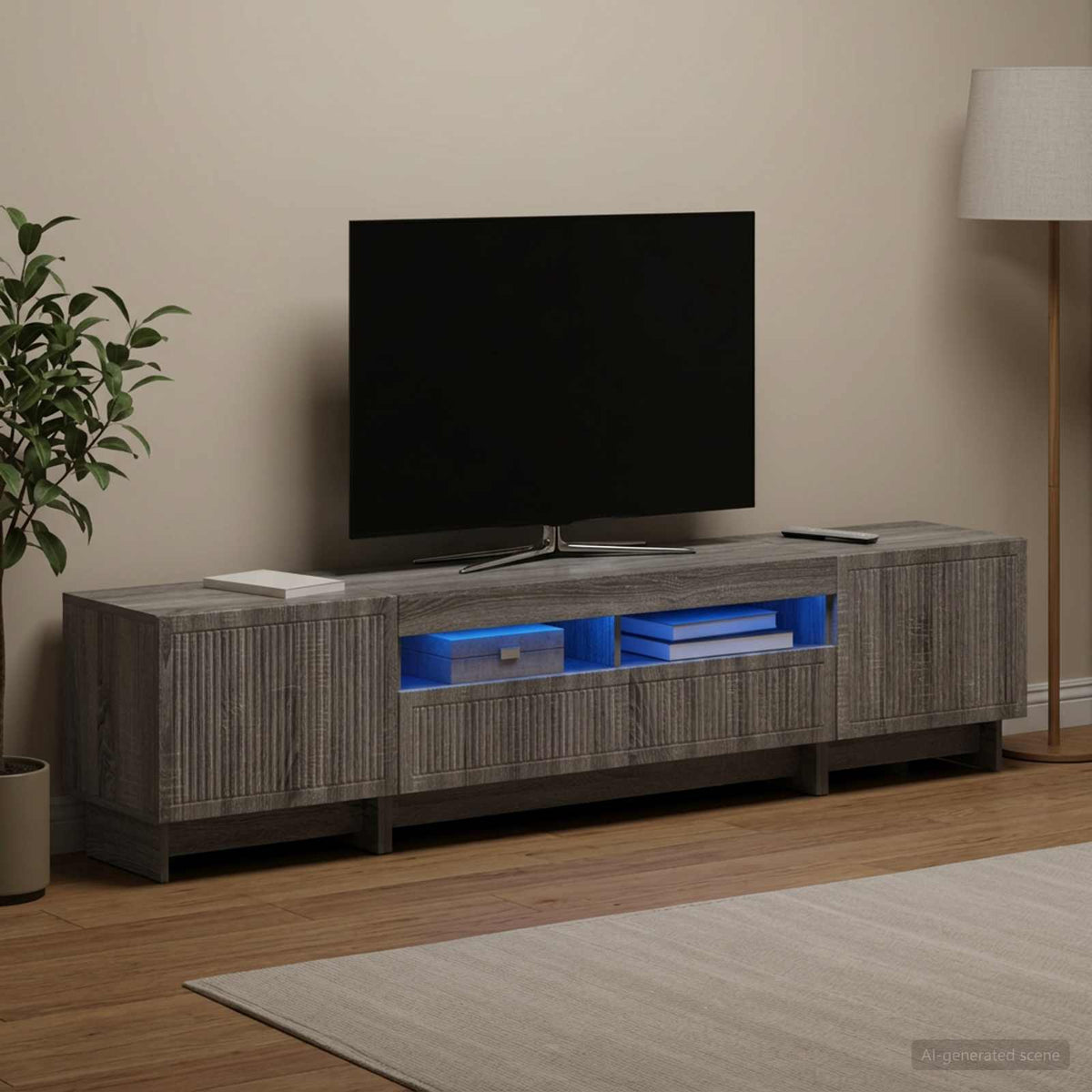 vidaXL 5 Piece LED TV Cabinet Grey Sonoma Engineered Wood