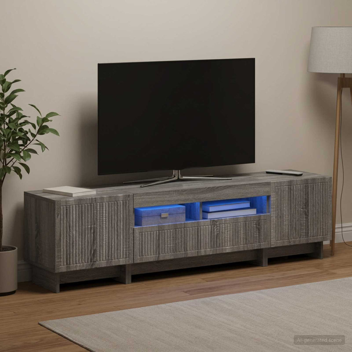 vidaXL 5 Piece LED TV Cabinet Grey Sonoma Engineered Wood