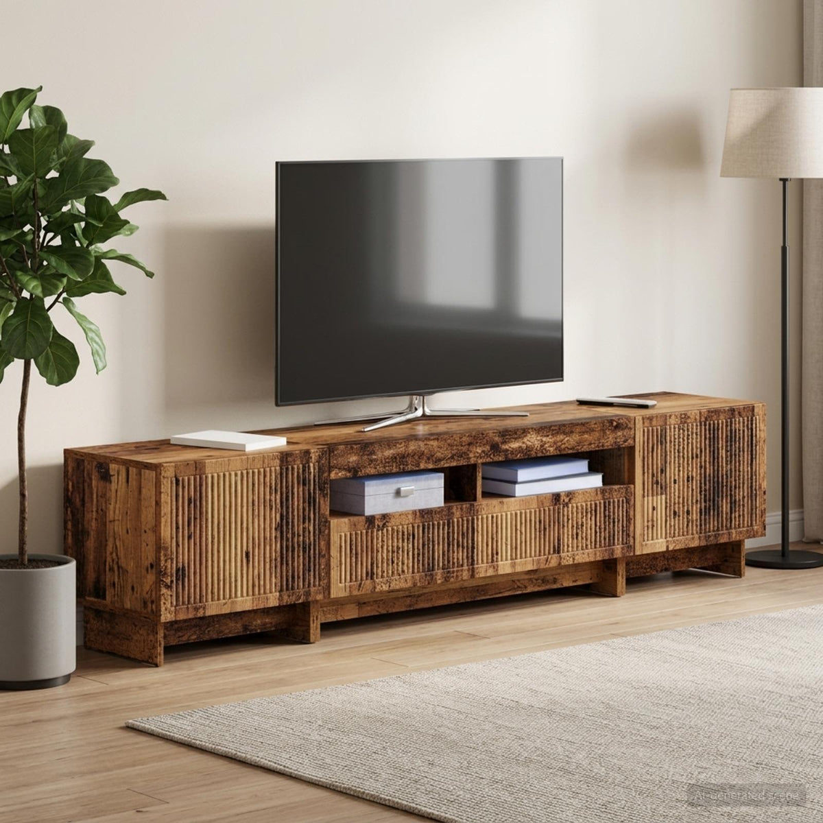 vidaXL 5 Piece LED TV Cabinet Old Wood Engineered Wood