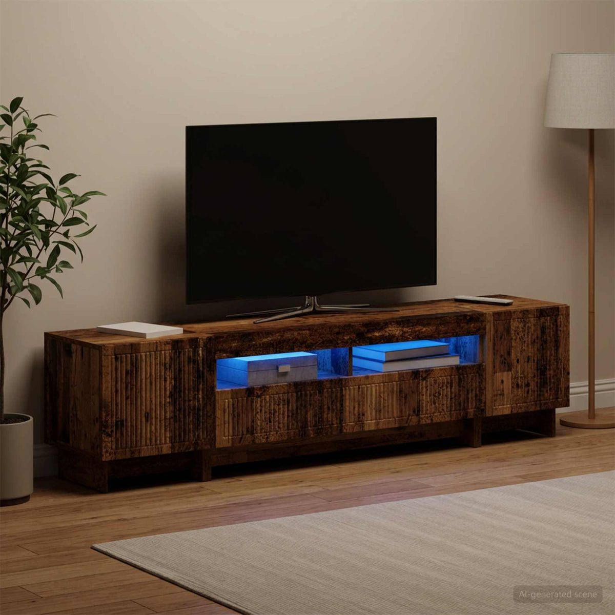 vidaXL 5 Piece LED TV Cabinet Old Wood Engineered Wood