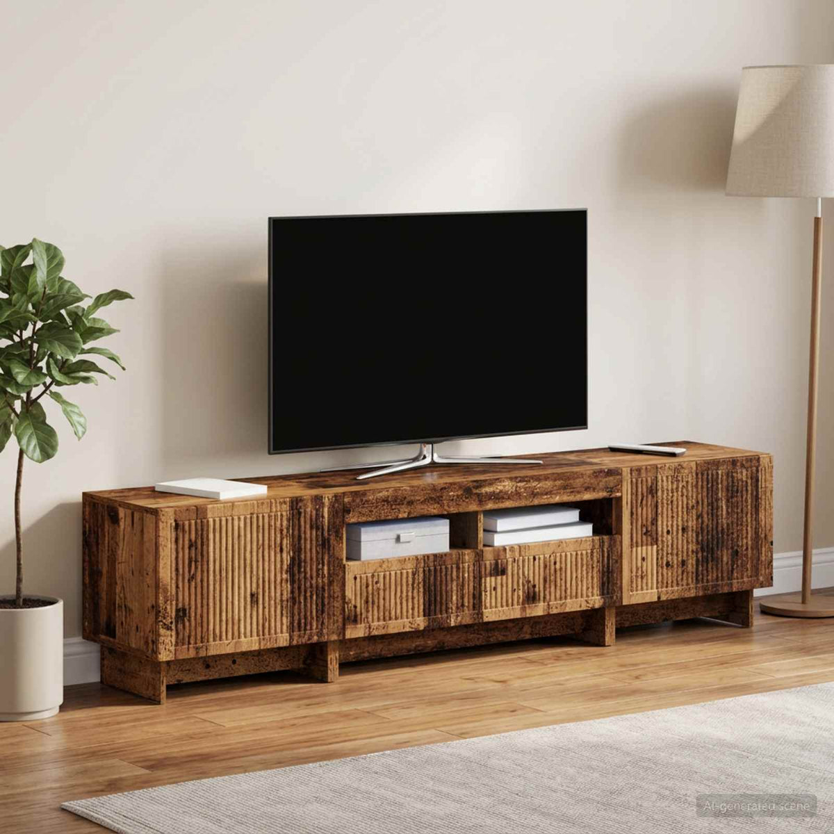 vidaXL 3 Piece LED TV Cabinet EDE Old Wood Engineered Wood
