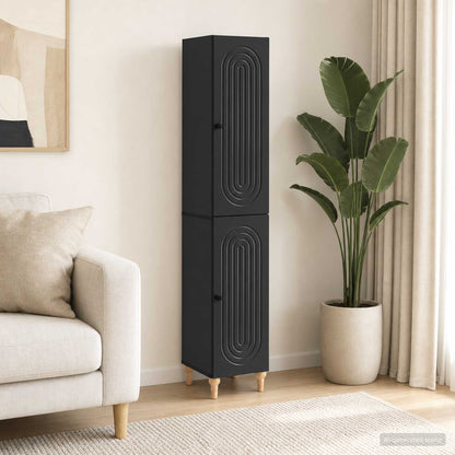 vidaXL Cabinet Set 2 pcs Black Engineered Wood