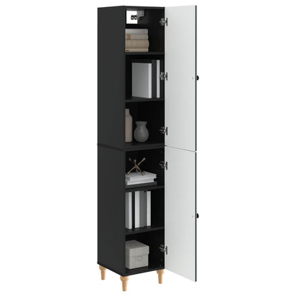 vidaXL Cabinet Set 2 pcs Black Engineered Wood