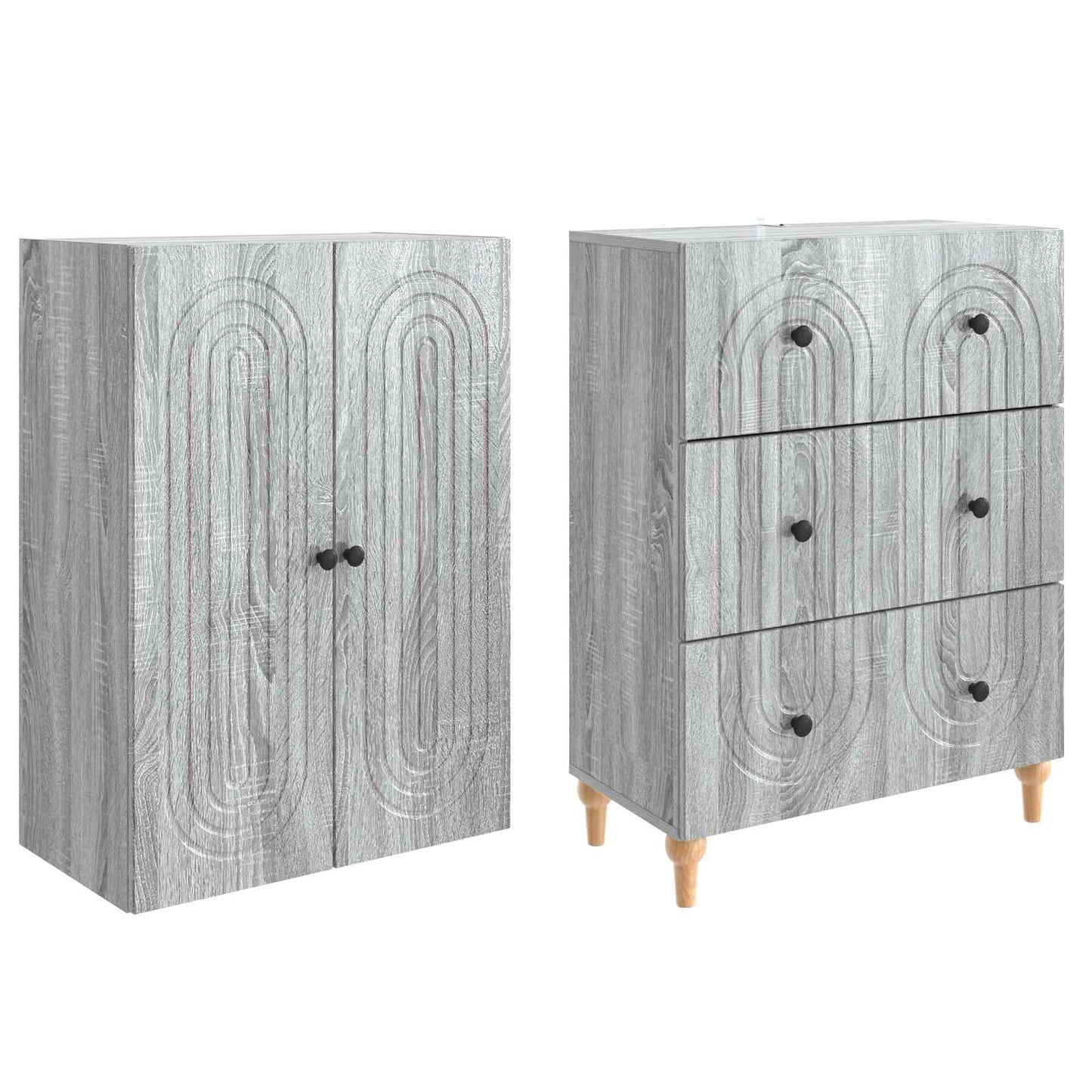 vidaXL Cabinet Set 2 pcs Grey Sonoma Engineered Wood