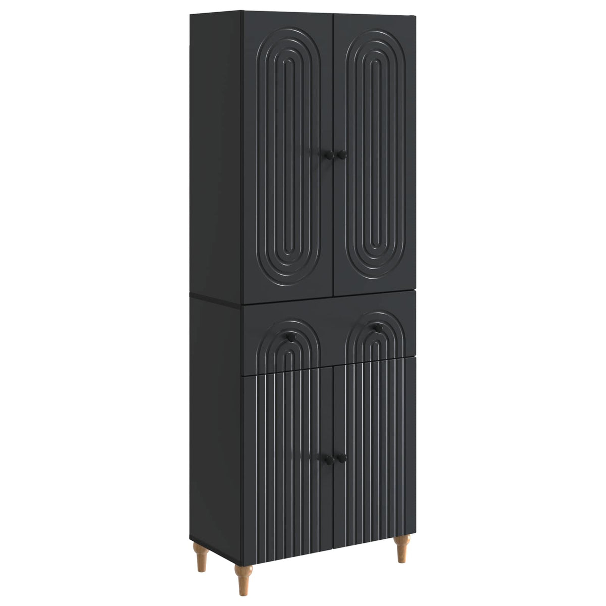 vidaXL Cabinet Set 2 pcs Black Engineered Wood