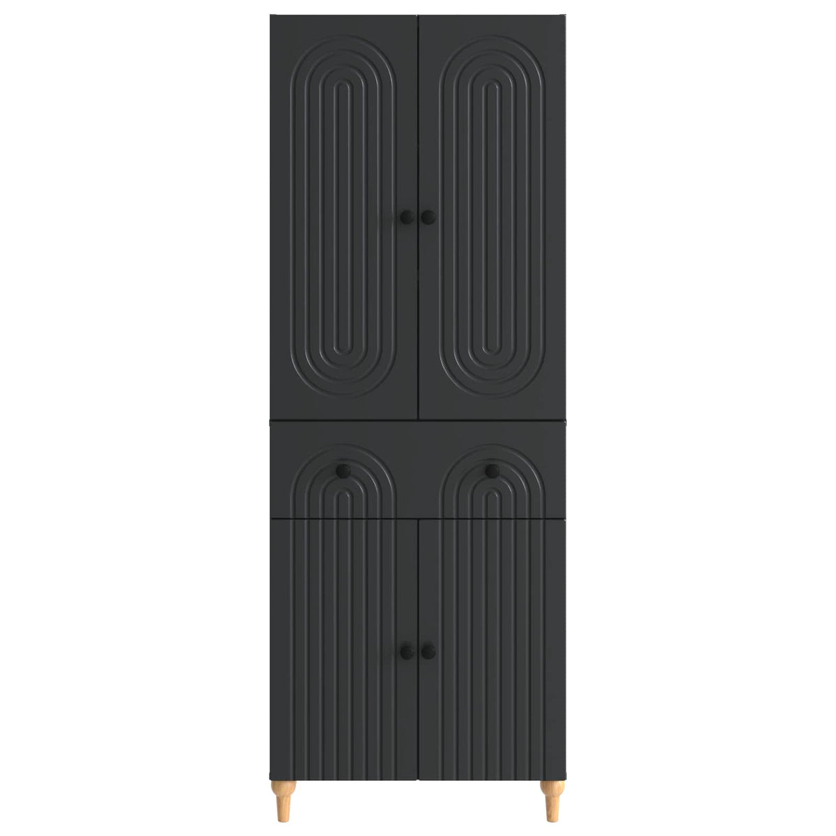 vidaXL Cabinet Set 2 pcs Black Engineered Wood