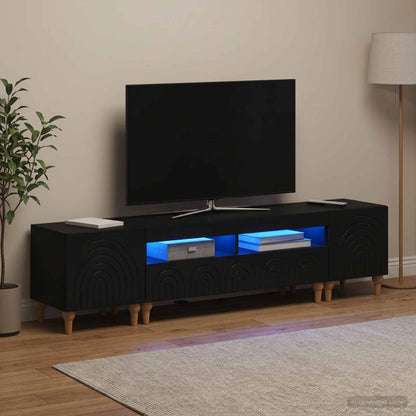 vidaXL 3 Piece LED TV Cabinet Black Engineered Wood
