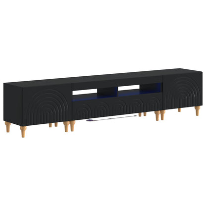vidaXL 3 Piece LED TV Cabinet Black Engineered Wood