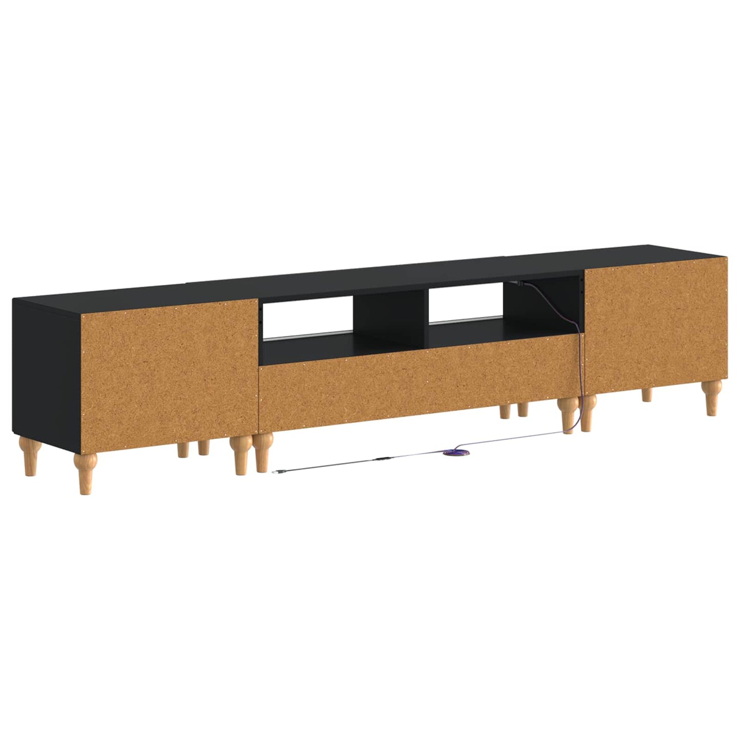 vidaXL 3 Piece LED TV Cabinet Black Engineered Wood