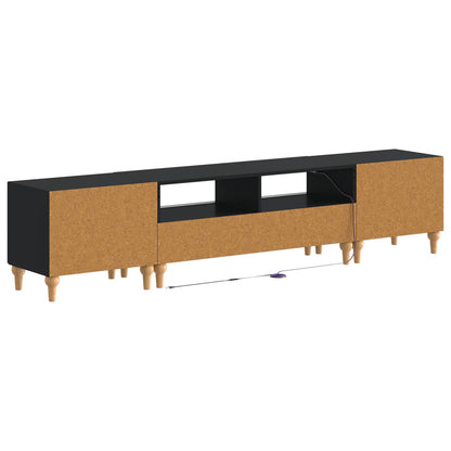 vidaXL 3 Piece LED TV Cabinet Black Engineered Wood