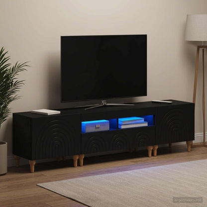vidaXL 3 Piece LED TV Cabinet Black Engineered Wood