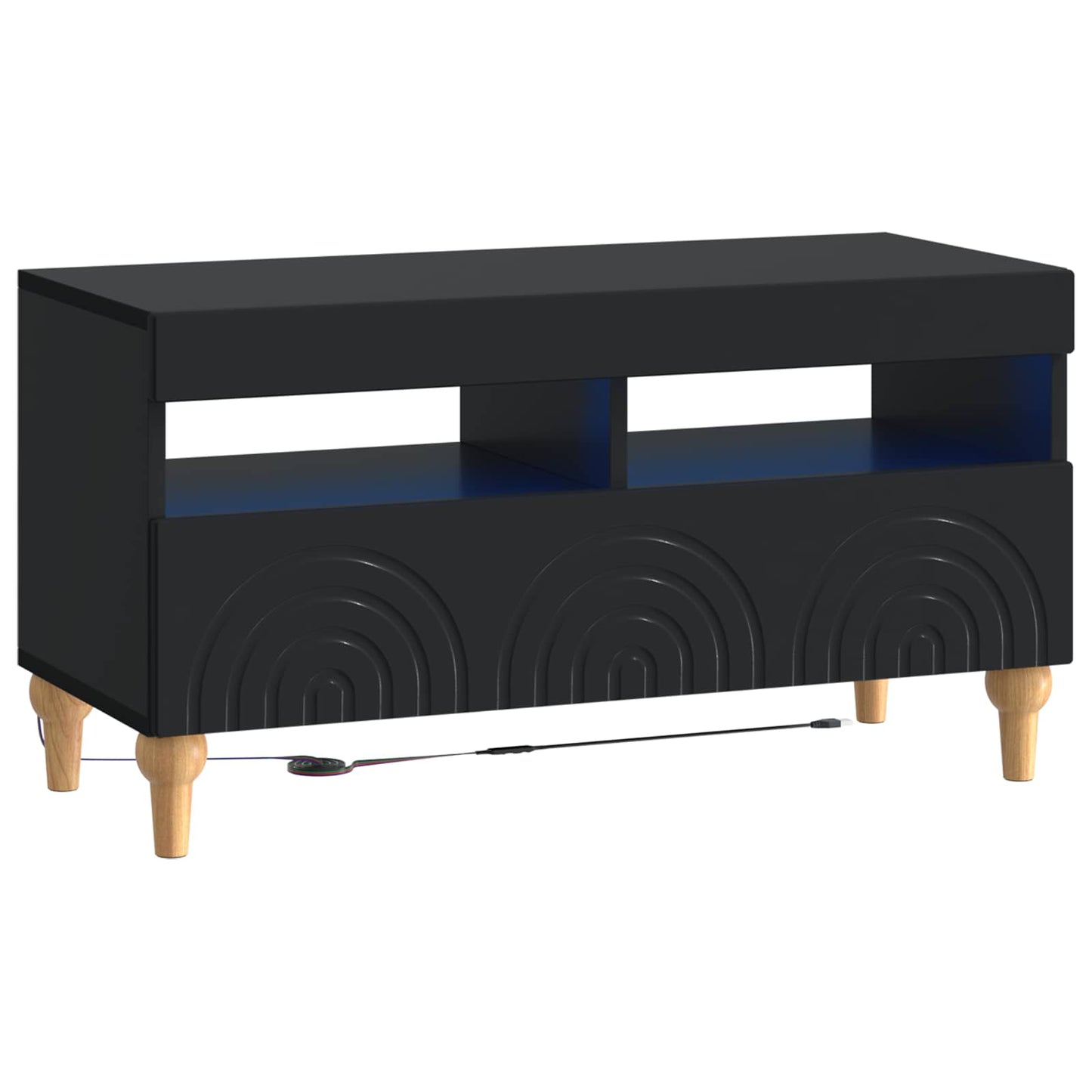 vidaXL 3 Piece LED TV Cabinet Black Engineered Wood