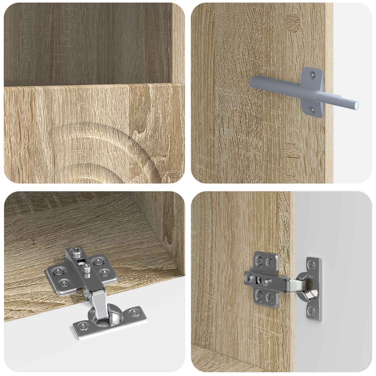 vidaXL 3 Piece LED TV Cabinet Sonoma Oak Engineered Wood