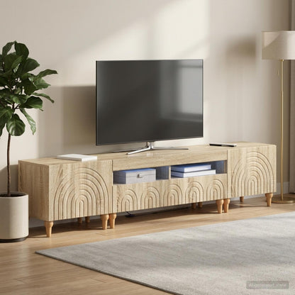 vidaXL 3 Piece LED TV Cabinet Sonoma Oak Engineered Wood