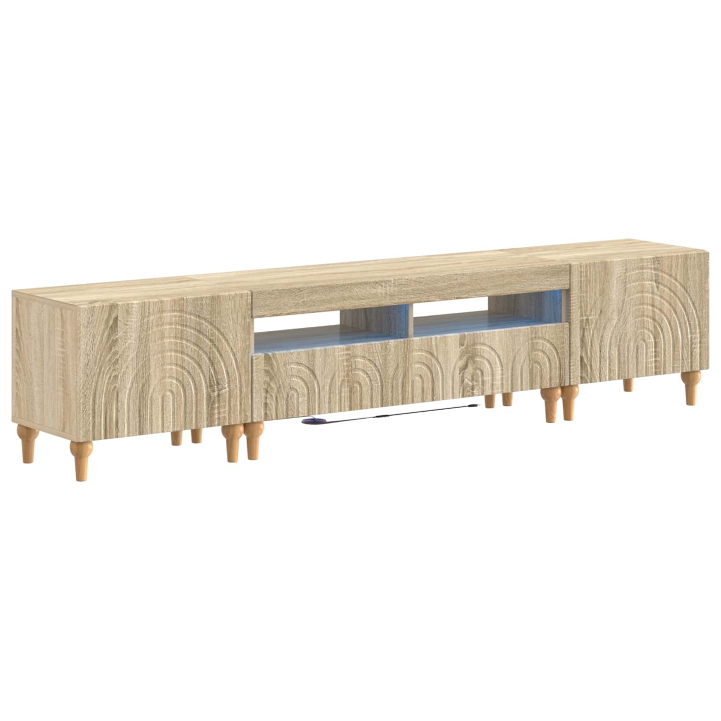 vidaXL 3 Piece LED TV Cabinet Sonoma Oak Engineered Wood