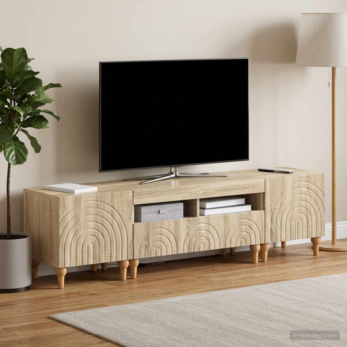 vidaXL 3 Piece LED TV Cabinet Sonoma Oak Engineered Wood