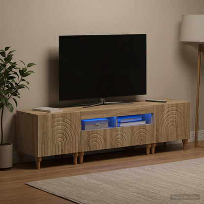 vidaXL 3 Piece LED TV Cabinet Sonoma Oak Engineered Wood