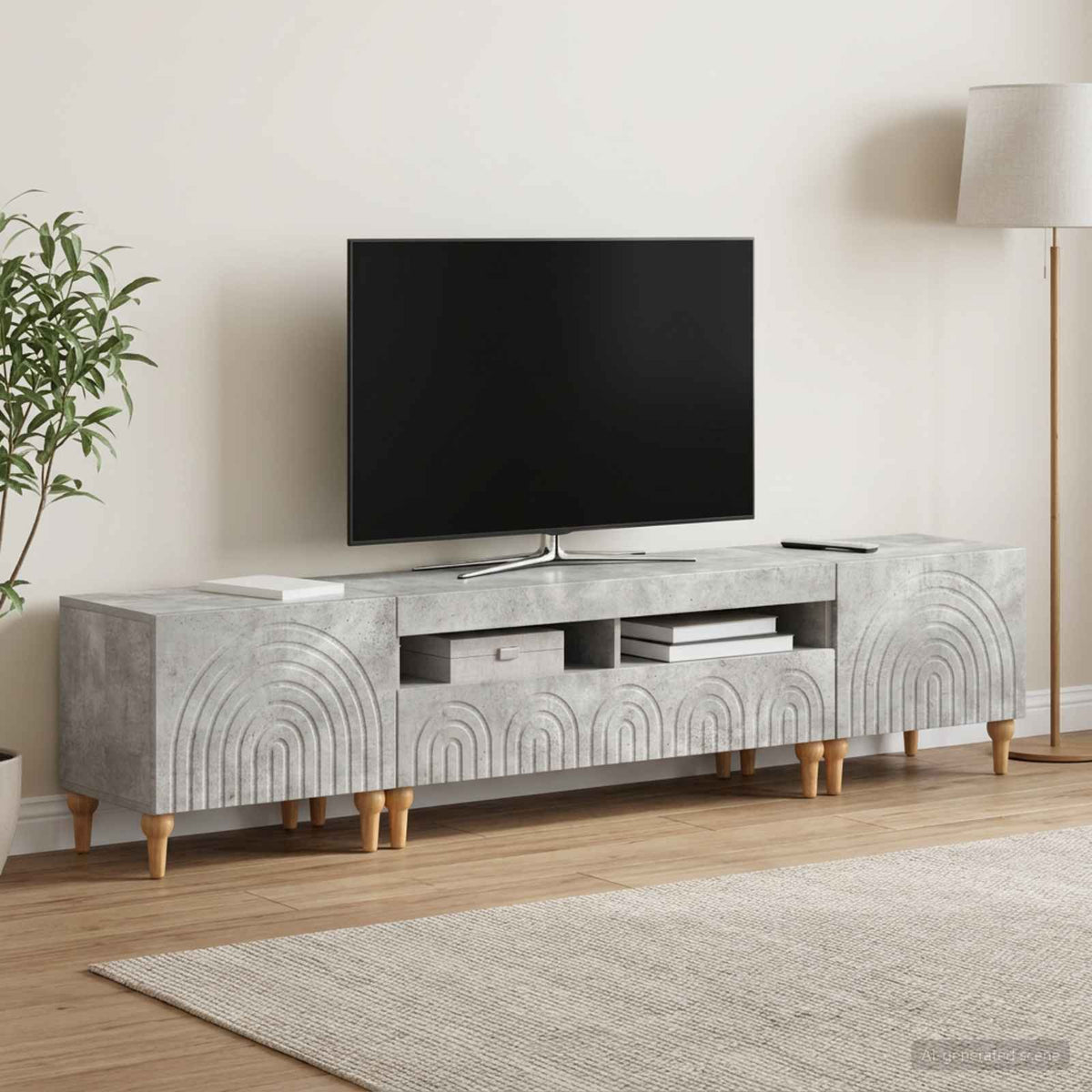vidaXL 3 Piece LED TV Cabinet Concrete Grey Engineered Wood