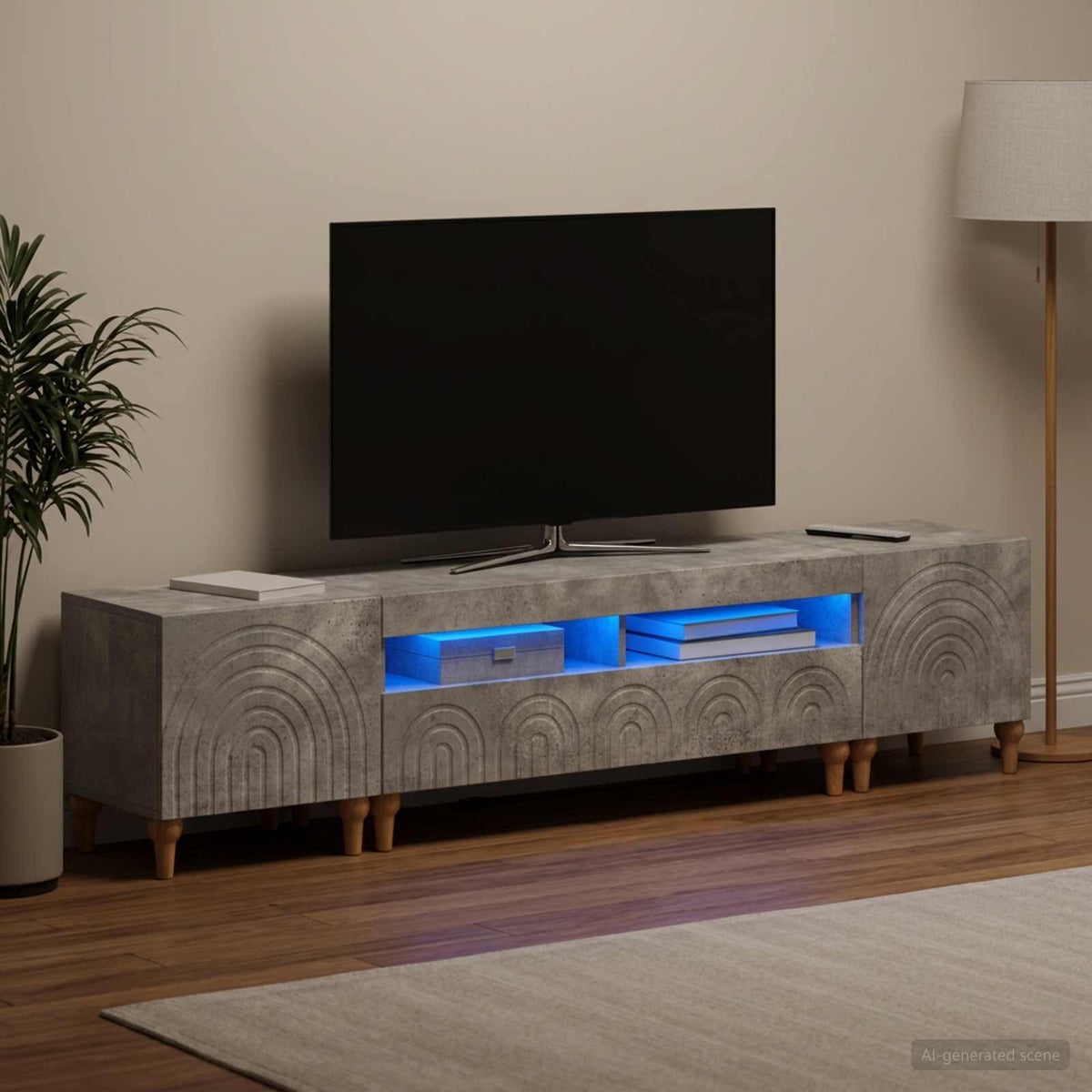 vidaXL 3 Piece LED TV Cabinet Concrete Grey Engineered Wood