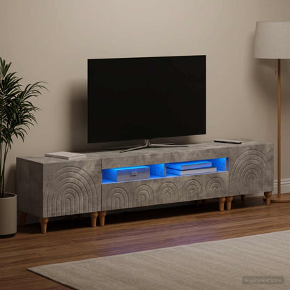 vidaXL 3 Piece LED TV Cabinet Concrete Grey Engineered Wood