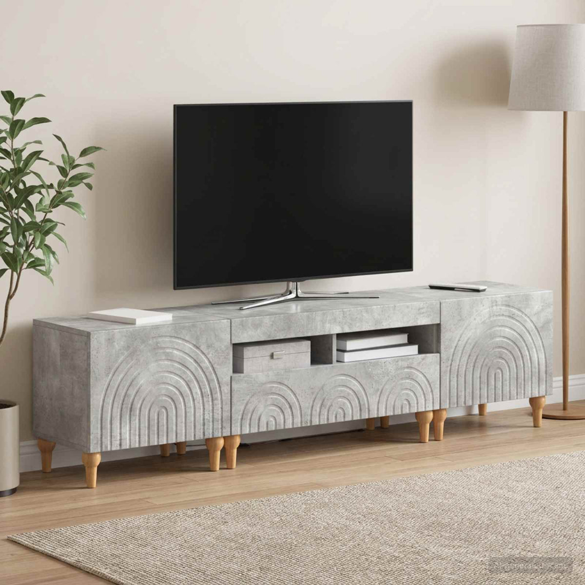 vidaXL 3 Piece LED TV Cabinet Concrete Grey Engineered Wood