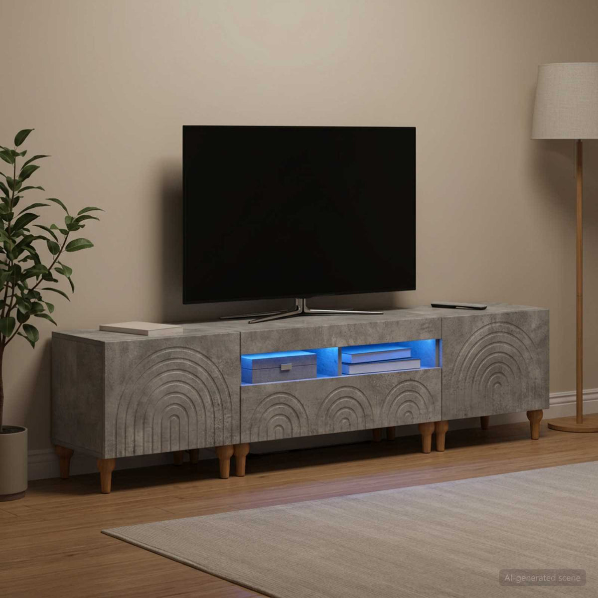 vidaXL 3 Piece LED TV Cabinet Concrete Grey Engineered Wood