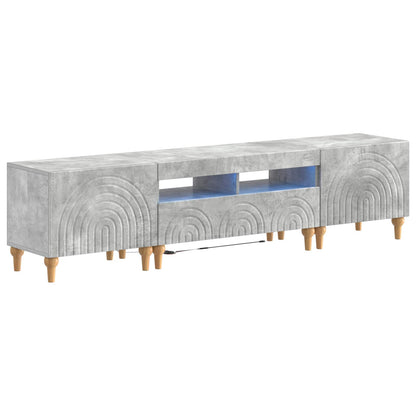 vidaXL 3 Piece LED TV Cabinet Concrete Grey Engineered Wood