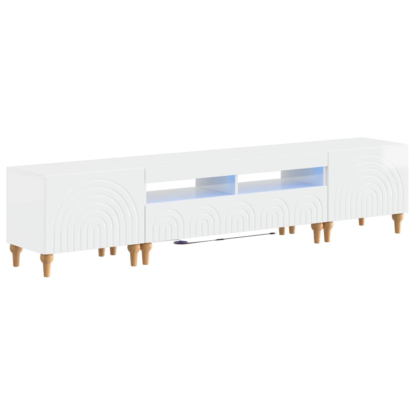 vidaXL 3 Piece LED TV Cabinet High Gloss White Engineered Wood