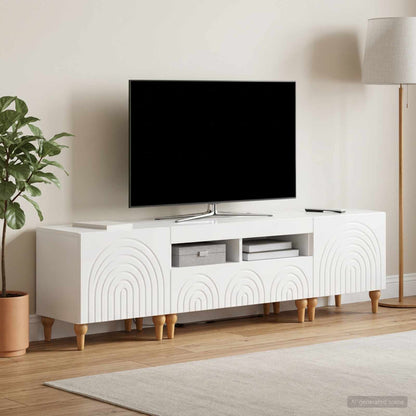 vidaXL 3 Piece LED TV Cabinet High Gloss White Engineered Wood