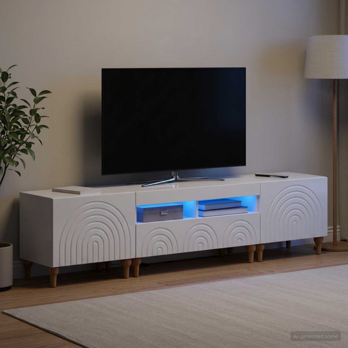 vidaXL 3 Piece LED TV Cabinet High Gloss White Engineered Wood