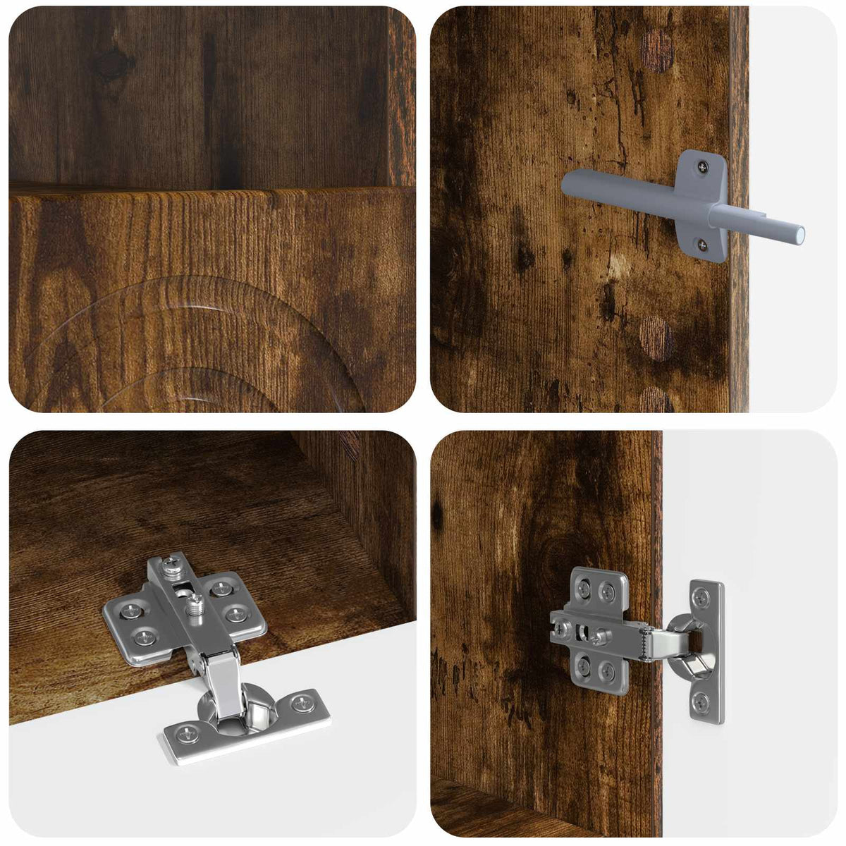 vidaXL 3 Piece LED TV Cabinet Smoked Oak Engineered Wood
