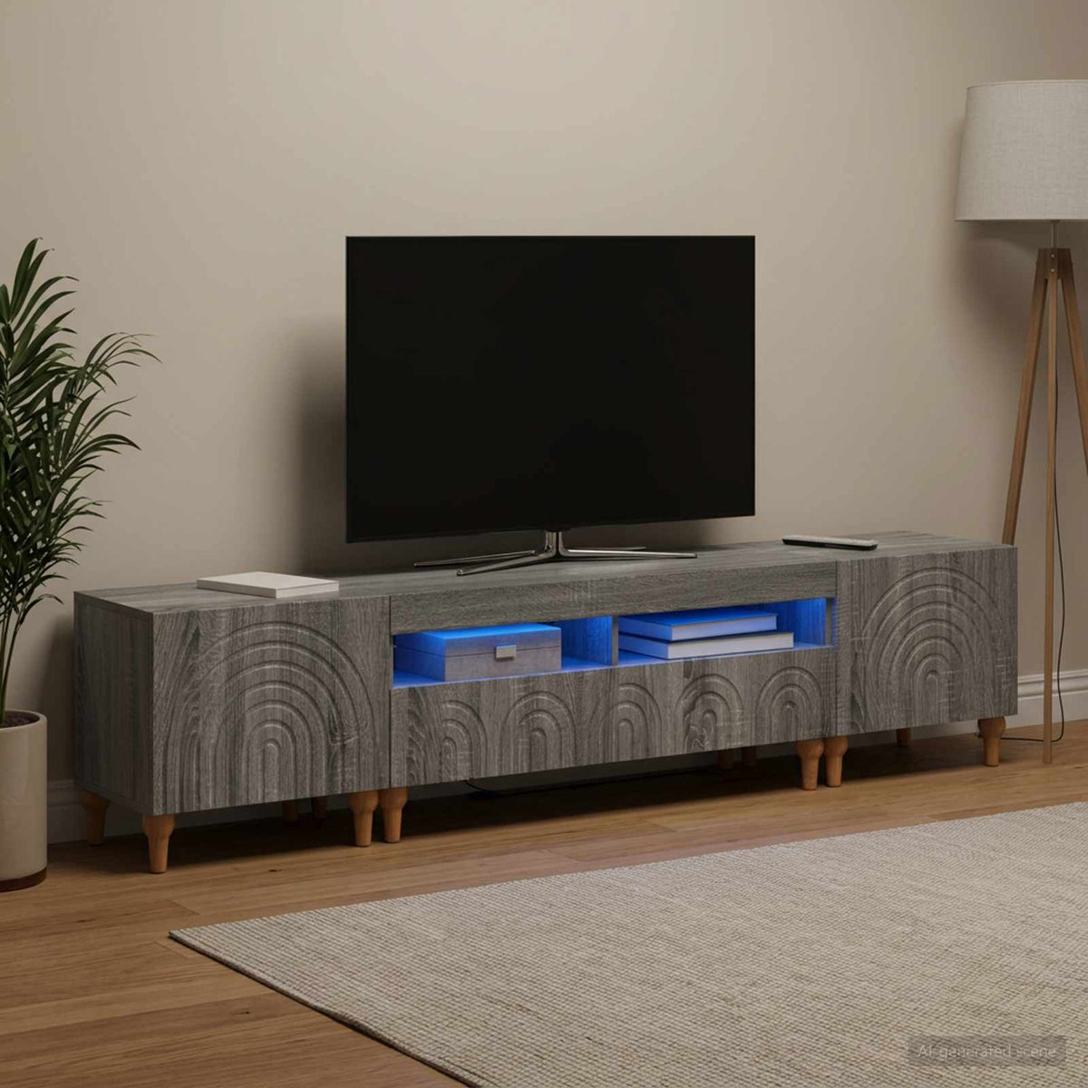 vidaXL 3 Piece LED TV Cabinet Grey Sonoma Engineered Wood
