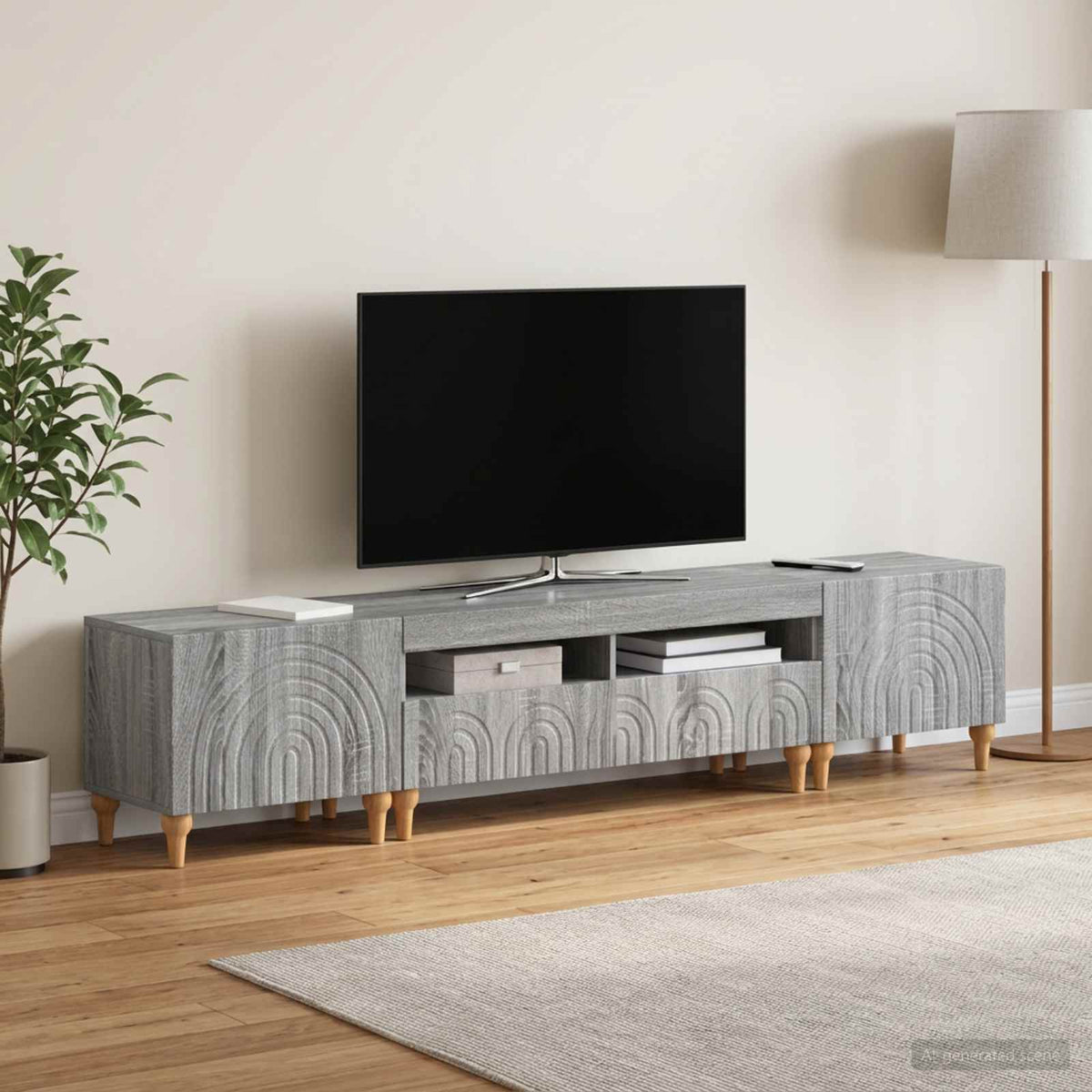 vidaXL 3 Piece LED TV Cabinet Grey Sonoma Engineered Wood