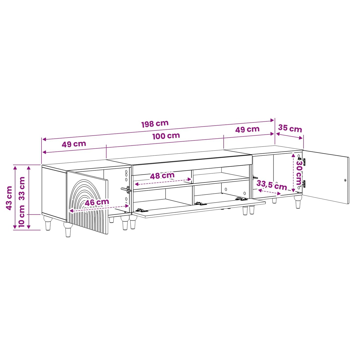 vidaXL 3 Piece LED TV Cabinet Grey Sonoma Engineered Wood
