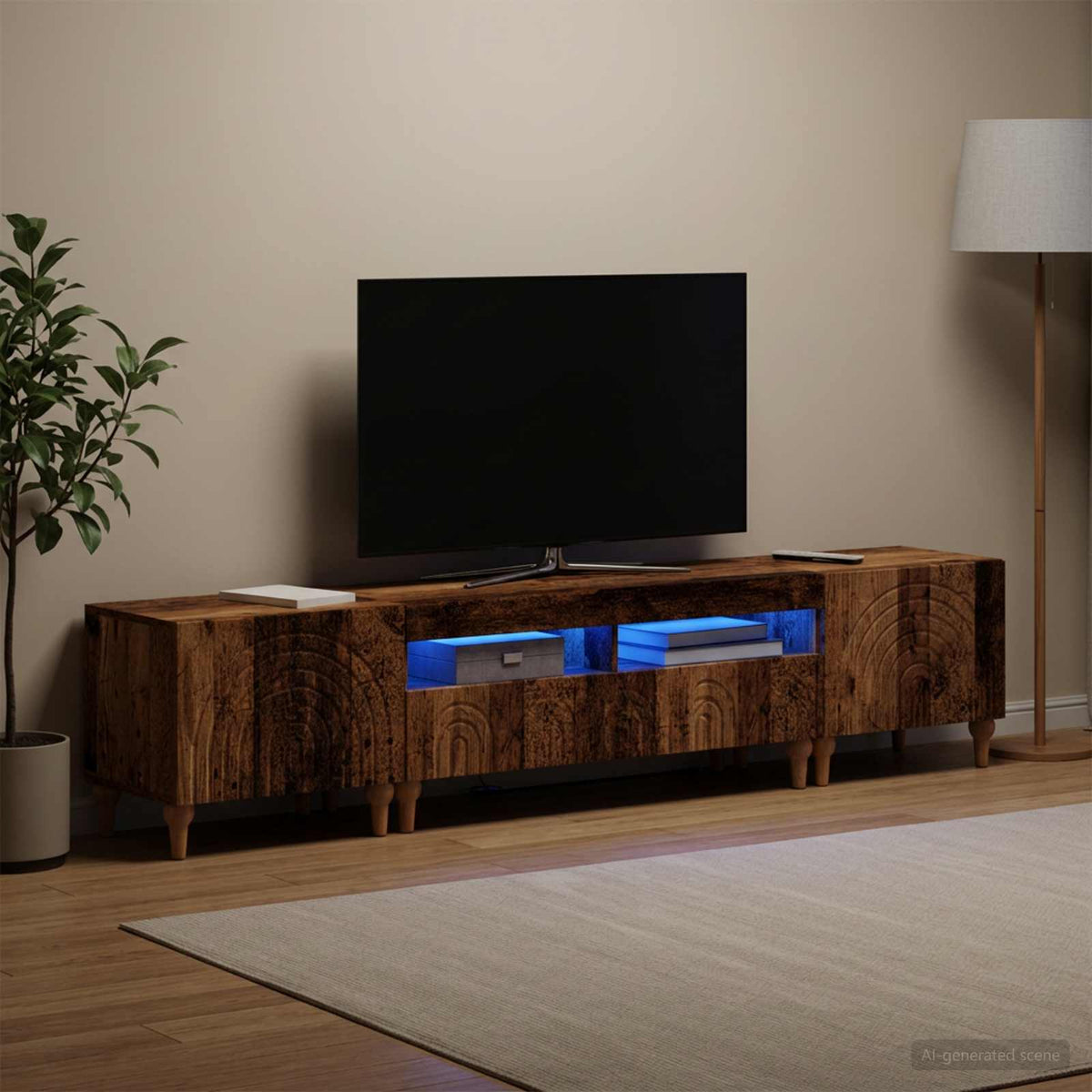 vidaXL 3 Piece LED TV Cabinet Old Wood Engineered Wood