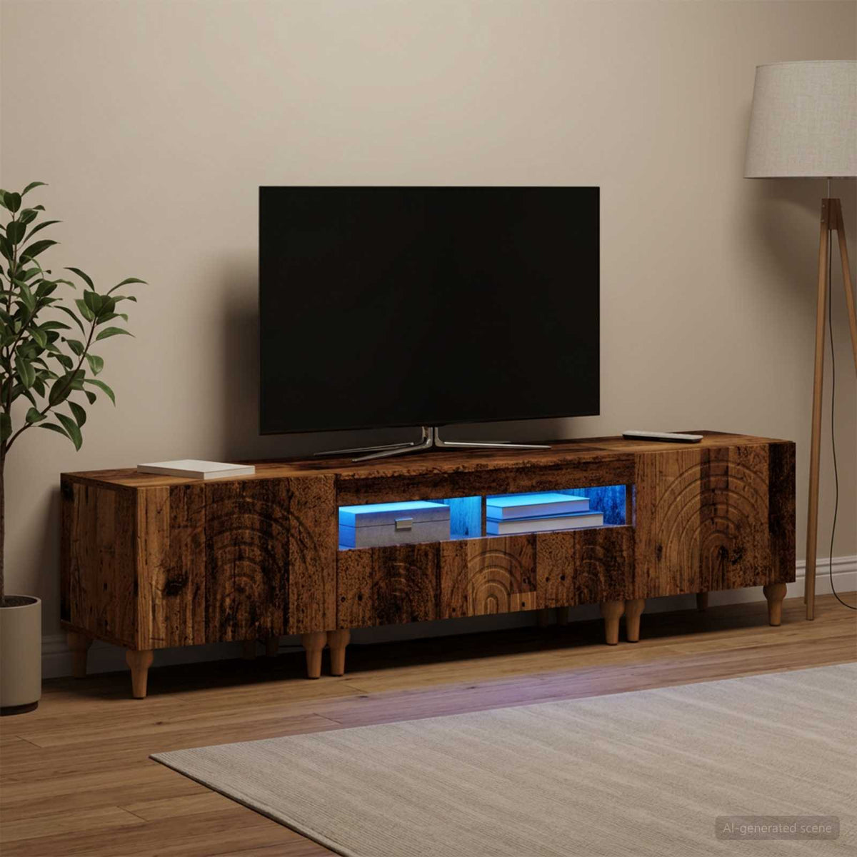 vidaXL 3 Piece LED TV Cabinet Old Wood Engineered Wood