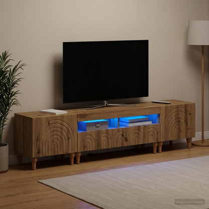 vidaXL 3 Piece LED TV Cabinet Artisan Oak Engineered Wood