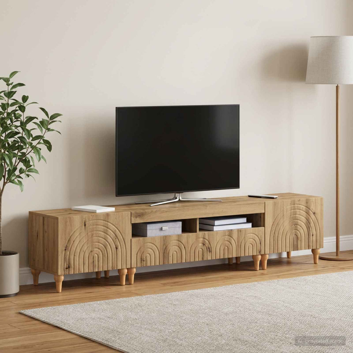 vidaXL 3 Piece LED TV Cabinet Artisan Oak Engineered Wood