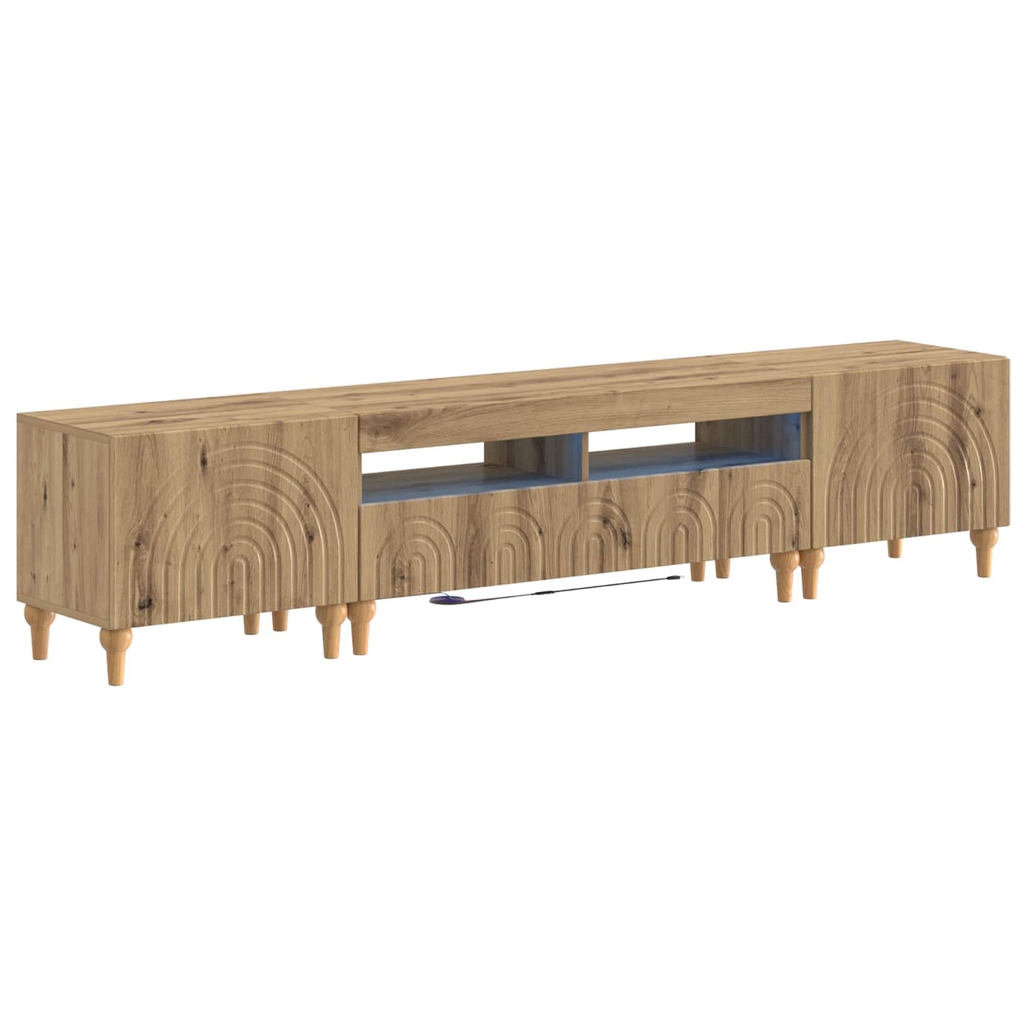 vidaXL 3 Piece LED TV Cabinet Artisan Oak Engineered Wood