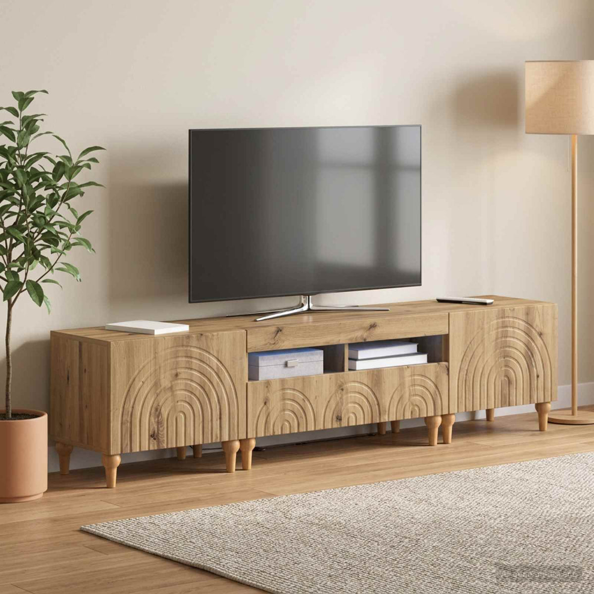 vidaXL 3 Piece LED TV Cabinet Artisan Oak Engineered Wood