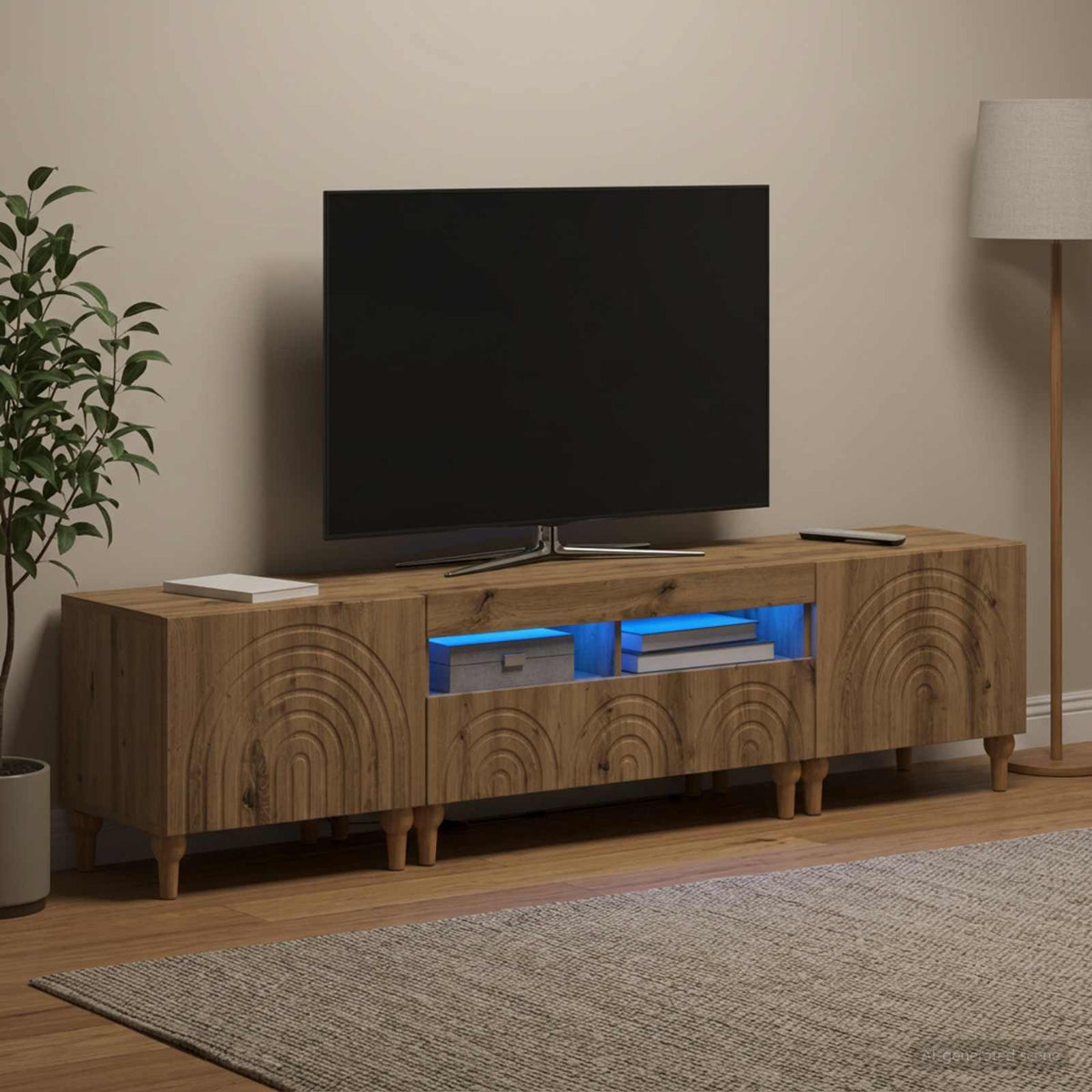 vidaXL 3 Piece LED TV Cabinet Artisan Oak Engineered Wood