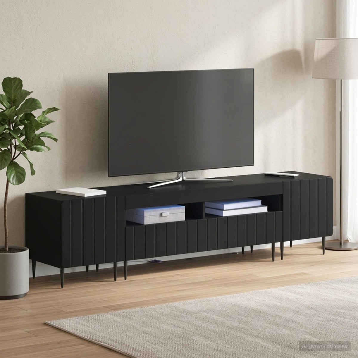 vidaXL 3 Piece LED TV Cabinet ZWOLLE Black Engineered Wood