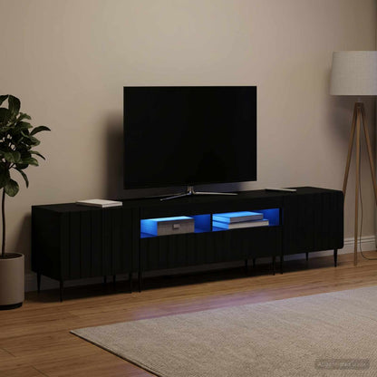vidaXL 3 Piece LED TV Cabinet ZWOLLE Black Engineered Wood