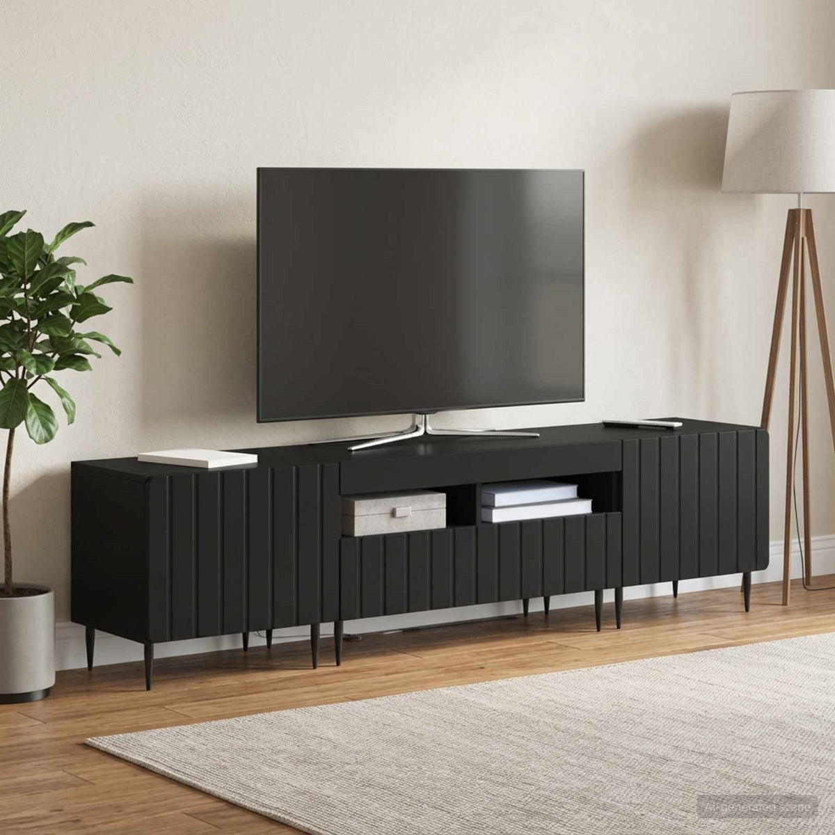 vidaXL 3 Piece LED TV Cabinet ZWOLLE Black Engineered Wood