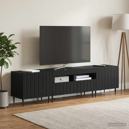 vidaXL 3 Piece LED TV Cabinet ZWOLLE Black Engineered Wood