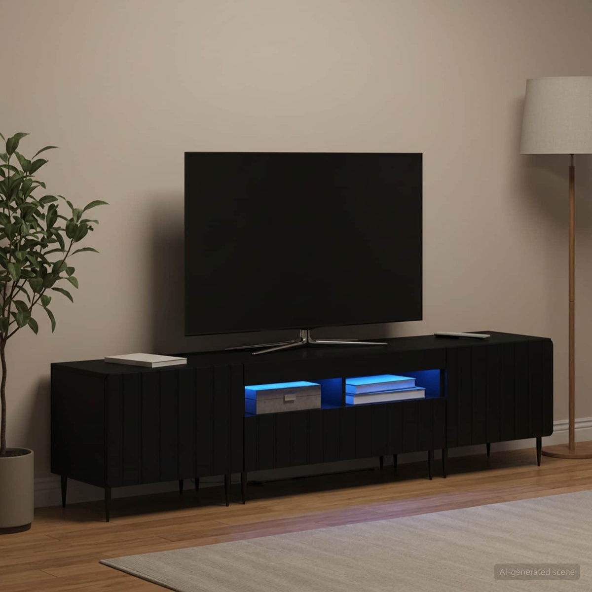 vidaXL 3 Piece LED TV Cabinet ZWOLLE Black Engineered Wood