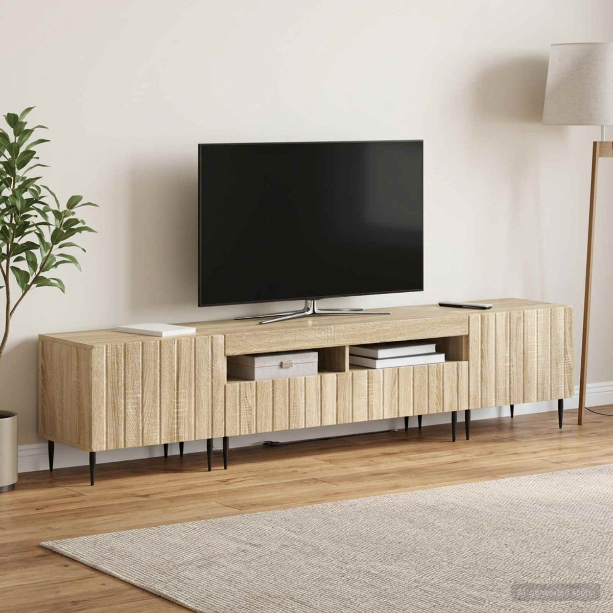 vidaXL 3 Piece LED TV Cabinet ZWOLLE Sonoma Oak Engineered Wood