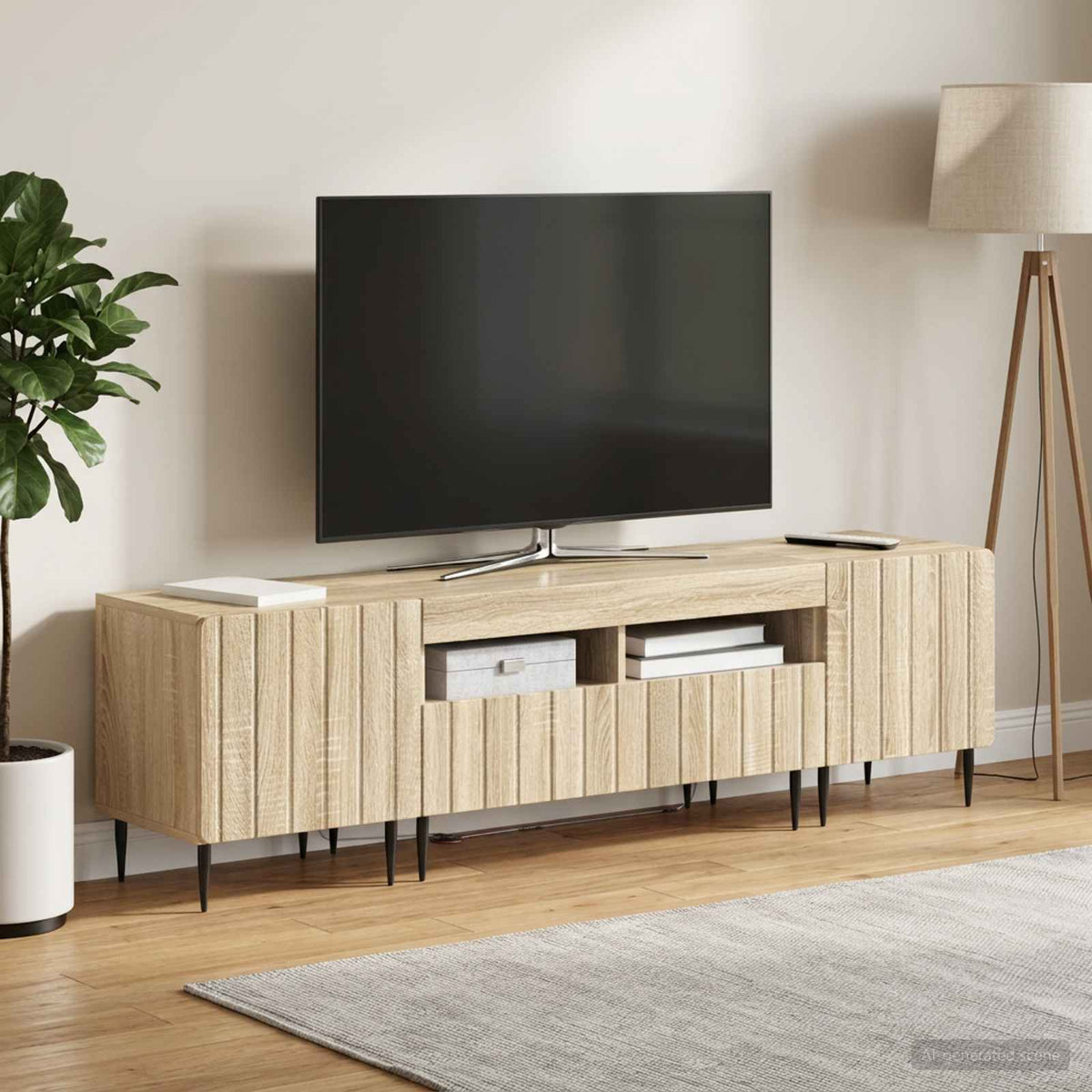 vidaXL 3 Piece LED TV Cabinet ZWOLLE Sonoma Oak Engineered Wood