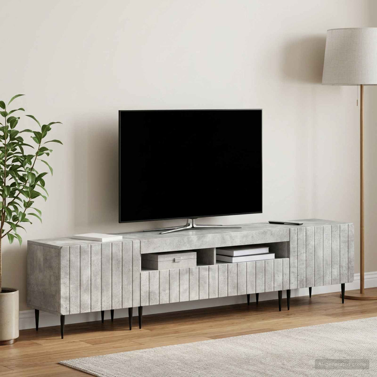 vidaXL 3 Piece LED TV Cabinet ZWOLLE Concrete Grey Engineered Wood