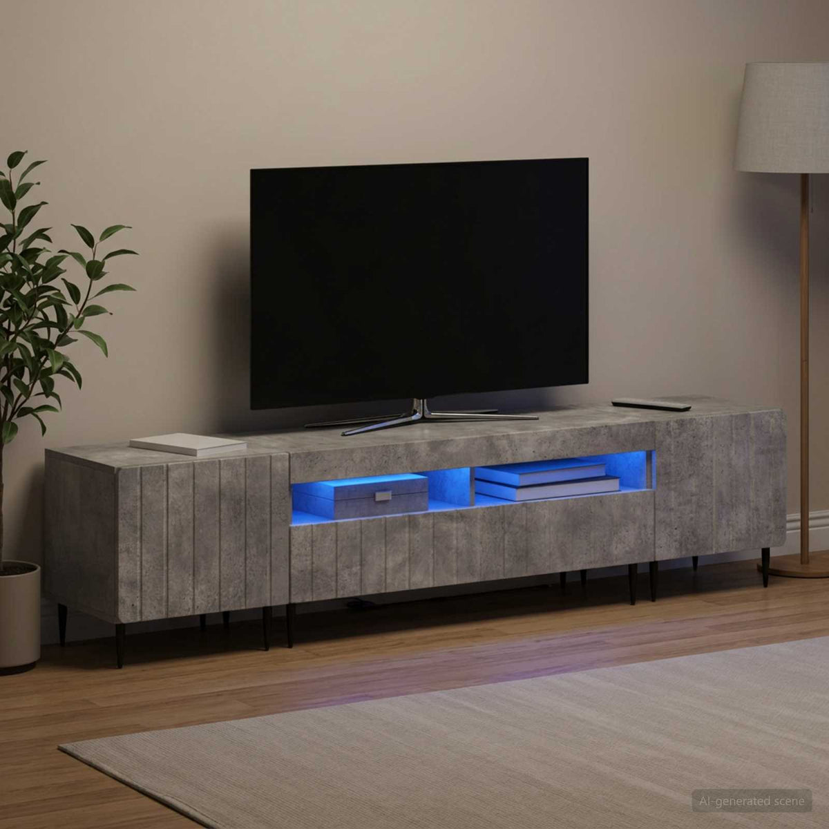 vidaXL 3 Piece LED TV Cabinet ZWOLLE Concrete Grey Engineered Wood